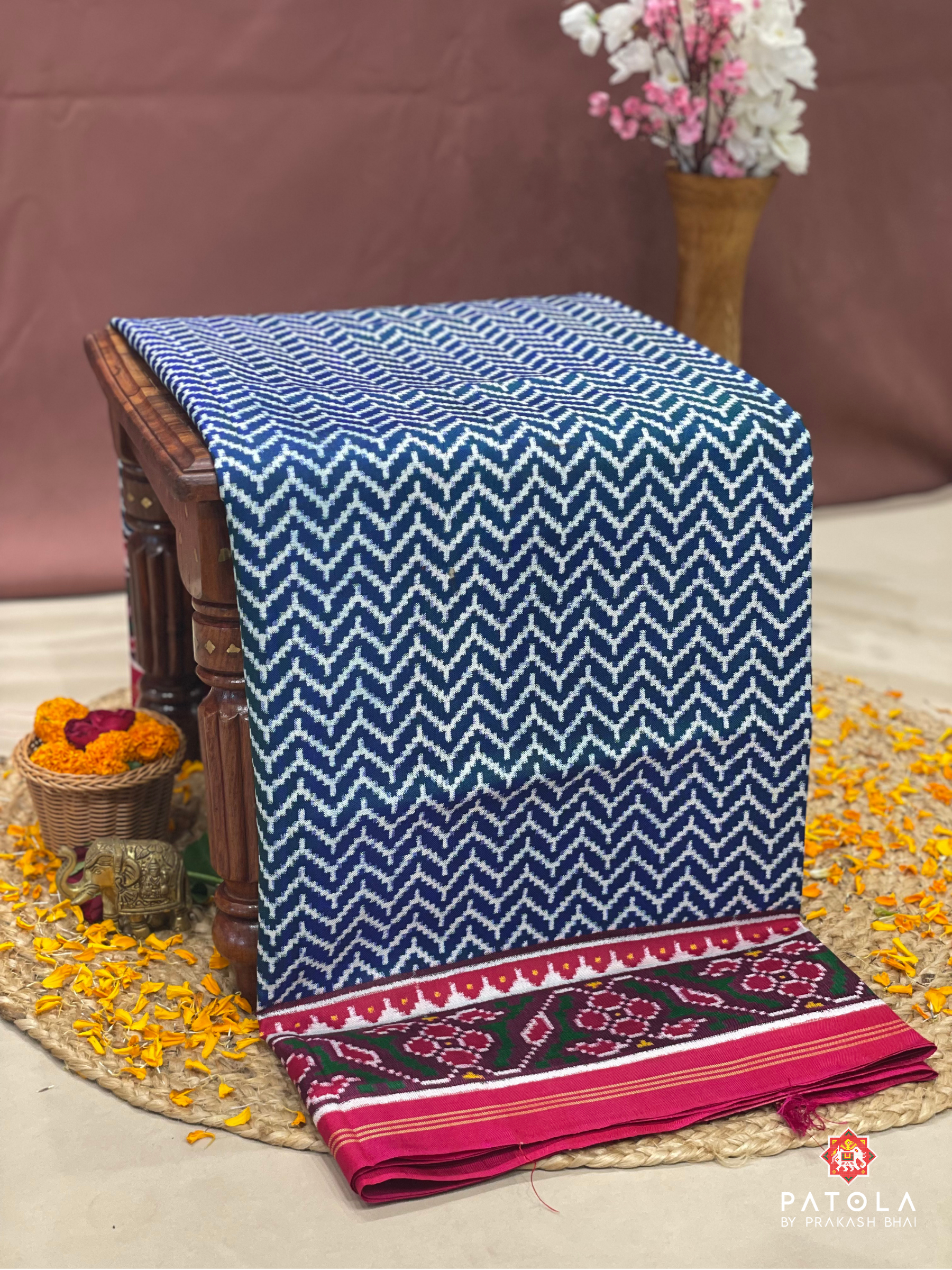 Zigzag Designer Pure Double Ikat Patola Saree
